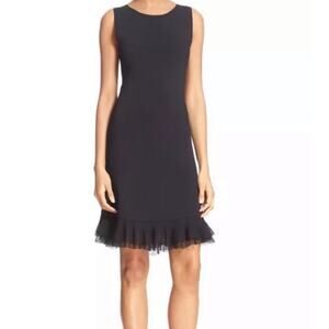 THEORY Black Torylevina Lustrate Ruffle-Hem Dress